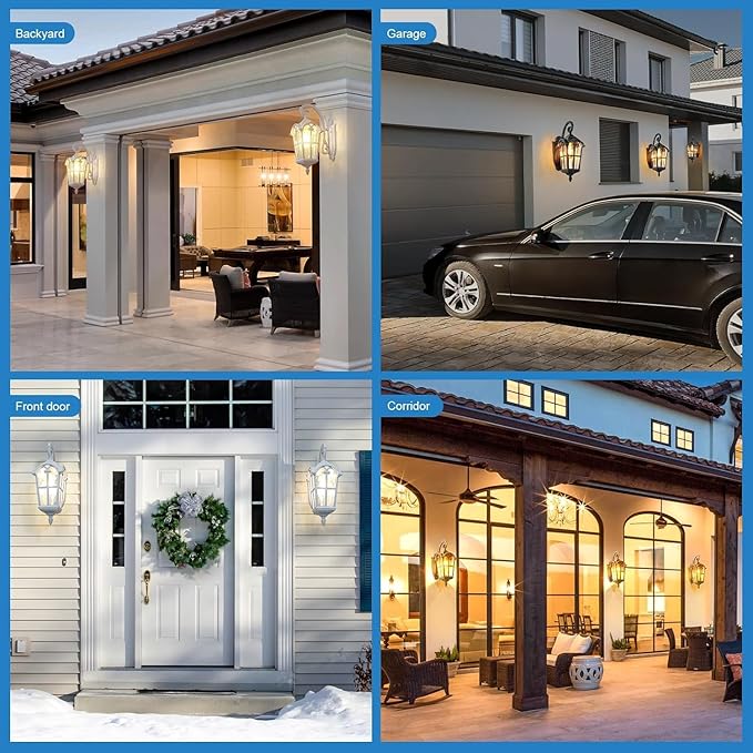 Outdoor Wall Lights for Porch Patio Yard - 17.1'' H White Exterior Wall Lighting Fixtures Waterproof &amp Anti-Rust Outside House Light Wall Mount Lantern Sconce