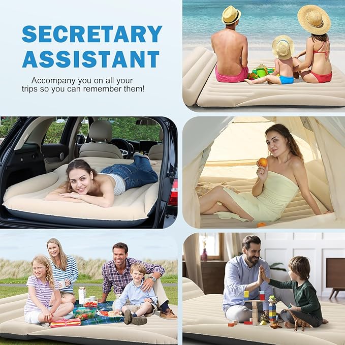 Car Bed with The Most Complete Sleeping AccessoriesLeakproof Durable Car Mattress with Pillow &amp Pump|for SUV Minivan Mpv Road Trip Inflatable BedSingle-Sided Flocking Off-White + Gray