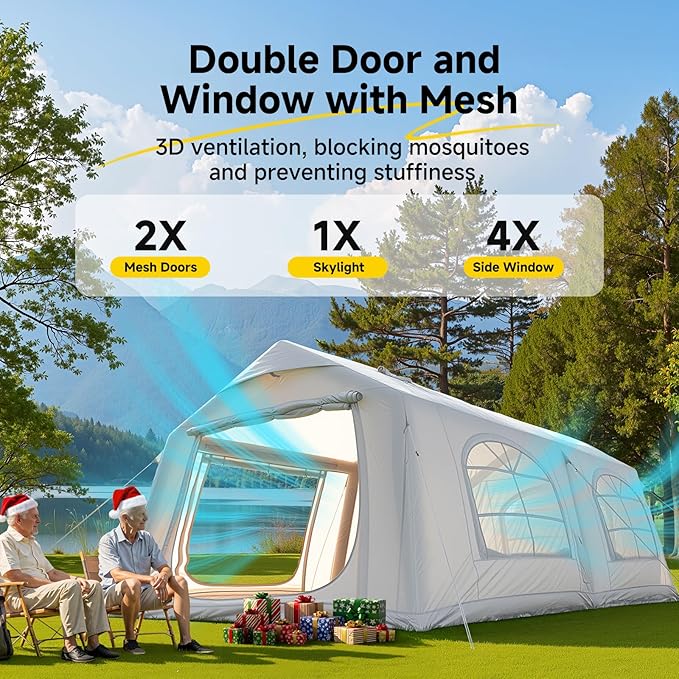 Inflatable Blow Up Tents for CampingWaterproof Oxford Hot Tent with Manual PumpSpacious Easy Setup Inflatable Camping Air Tent for Family Glamping