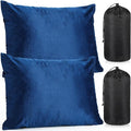 2 Pack Camping Pillow for Sleeping Shredded Memory Foam Travel Pillow with Storage Bag Compressible Portable Pillow for Outdoor Camp Backpacking Hiking Essential Gear(BlueMedium)