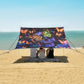 ALAZA Skull Betterflies Beach Tent Sun Shelter UPF50+ Protection Beach Shade Canopy w/ 4 Sandbags for Outdoor Camping Fishing Backyard Fun Picnic 10x9 ft