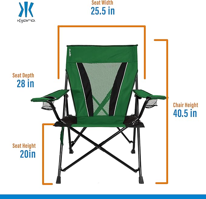 Kijaro XXL Dual Lock Portable Camping Chair - Supports Up to 400lbs - Enjoy The Outdoors in a Versatile Folding Sports &amp Outdoor Chair
