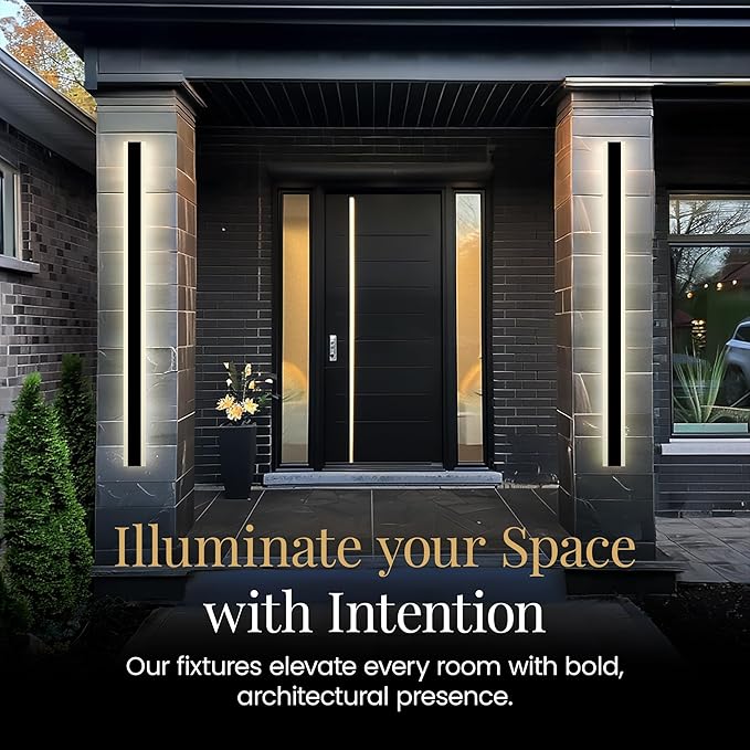 MOD LIGHTING Haylen Wired LED Outdoor Wall Light (2-Pack) 47 Water Resistant Outdoor LED Sconce Remote Dimming Modern Wall Sconces for Patio Garage Black