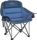 Oversized Camping Chair Portable Folding Padded Camp Chairs with Side Pocket Cup Holder Heavy Duty Support 500LBS Outdoor Lounge Chair for Adults Fishing Sports Trip Navy Blue