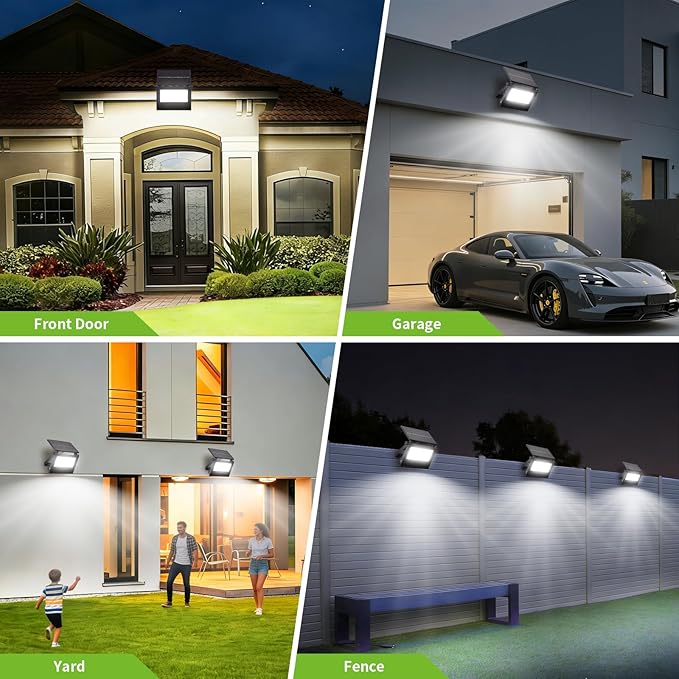 Solar Lights Outdoor Motion Sensor Lights107 LEDs Security Flood Lights Outdoor Waterproof IP66Dusk to Dawn Solar Powered Wall Lights for OutsidePatioBarn Yard GarageCool White2-Pack