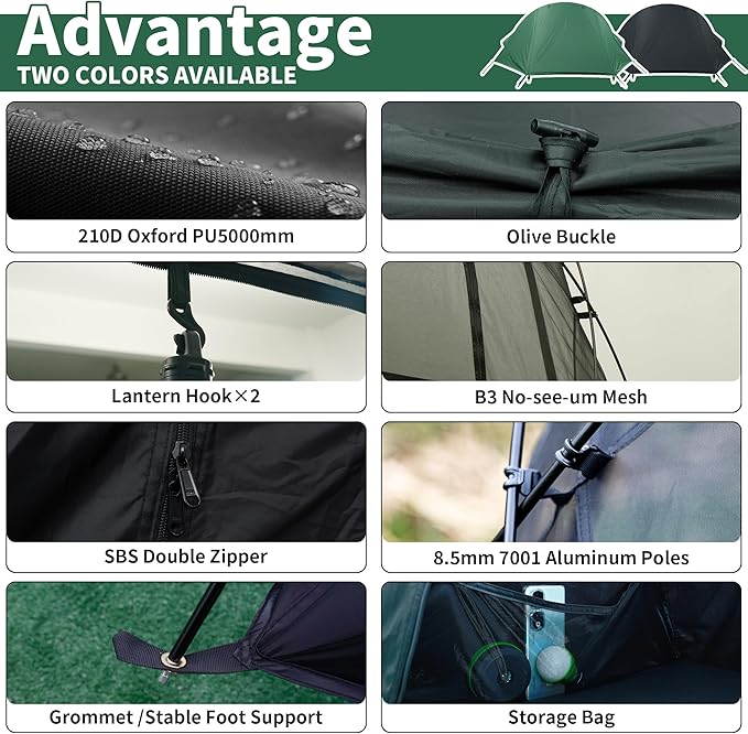 TENPLAY Cot TentCamping TentBackpacking Tent3 Way TentSolo Tent1 PersonQuick Setup70D Nylonpu5000mmUV Cut7001 AluminiumUltralightCompactOuterdoorHikingTravelMountaineering