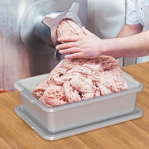 Anbers 12-Pack 13 L Bus Tubs Commercial Plastic Restaurant Bus Tubs with Lids Grey