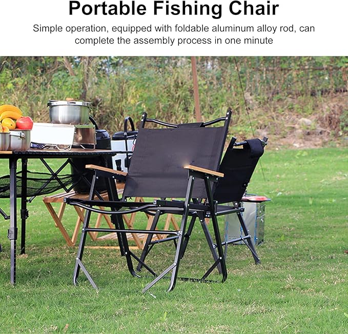 Portable Folding ChairBeach Chair Excellent Load Capacity Ergonomic Comfortable Camping Chair for Sports Garden Beach Fishing
