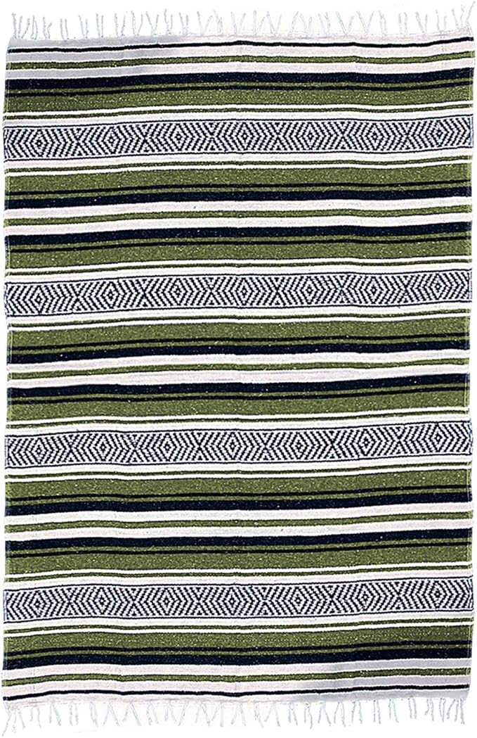 $averPak BodyForge Authentic Mexican Falsa Yoga Blanket (Green/Black/White)