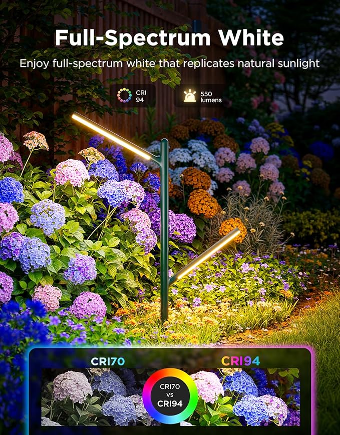 Govee Outdoor Garden Lights 2 Pack RGBWWIC IP66 Waterproof Pathway Lights 16 Million Colors 64 Scenes for Outdoor Decor Patio Landscape Lighting Compatible with Alexa Google Assistant Matter