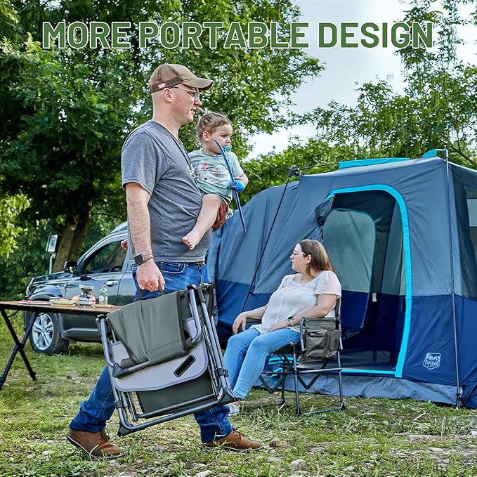 TIMBER RIDGE Aluminum Camping Directors Chair with Side Table Pocket Portable Folding Chair Heavy Duty Lawn Chair for Fishing Trip Picnic Concert Outdoor 400lbs Grey 2 Pack