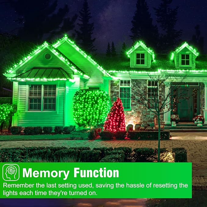 2 Pack Christmas Lights Outdoor Total 200FT 600LED String Lights for Outside with 8 Modes Waterproof Green Wire Twinkle Tree Lights Green Wire for Indoor Yard Garden Party Decorations Green