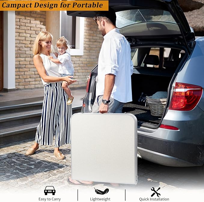 Folding Table 4 FootPortable Camping Camping with Handle3 Height AdjustableAluminium Alloy Dining Card Table Picnic Party Table for Banquet Party Dining Picnic Camp Kitchen BBQSilver 4 FT