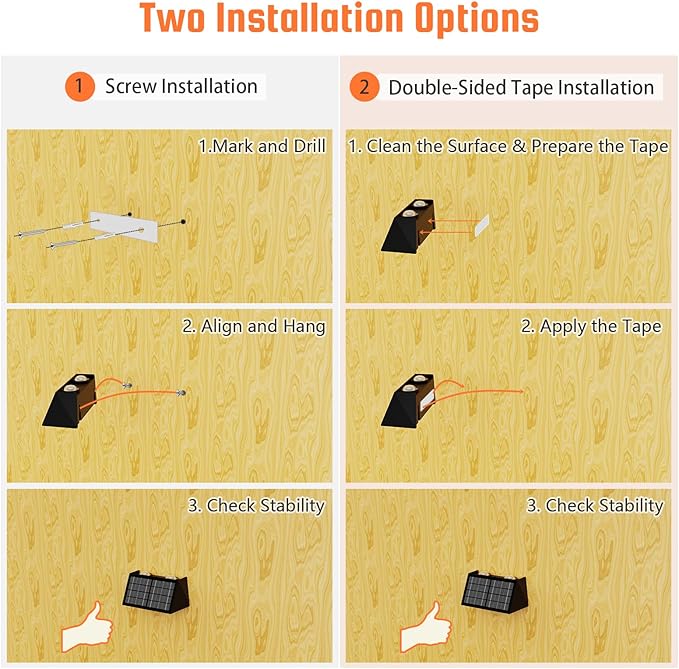 8-Pack Solar Fence Lights Up &amp Down Lighting 50LM/25LM 4 Modes (3000K/6500K) IP65 Waterproof 1200mAh Battery Screw/Adhesive Mount for Garden Wall Path Deck