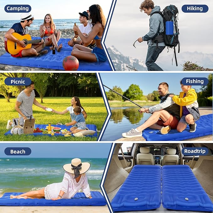 Sleeping Pad Ultralight Thicken Inflatable Sleeping Pad for Camping Built-in Pump Great for Camping Hiking Carry Bag Repair Kit Compact &amp Lightweight Air Mattress(Blue)