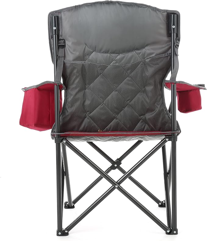 ARROWHEAD OUTDOOR Portable Deluxe Folding Camp Quad Chair w/Headrest Glass &amp Cup Holders Armest 6-can Cooler Heavy Duty Carry Bag 550 lbs Weight Capacity