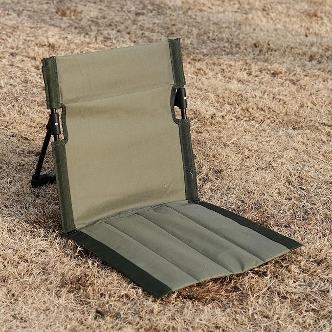 Outdoor Camping BackrestLightweight Foldable ChairPark Leisure backrestBeach Portable Single Lazy ChairAluminum Lazy Comfortable Backrest (Olive Green)