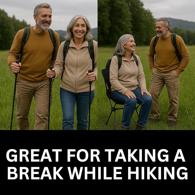 3-in-1 Camping Chair Trekking Poles &amp Mounted Flashlight – All-in-One Backpacking Kit Small &amp Weighs Only 3 lbs – Lightweight Aluminum Hiking Poles - Chair &amp High Lumen LED Light