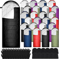 Preboun 72 Pcs Bulk Sleeping Bags Set for Adults Homeless 24 Sleep Bag 24 Beanies 24 Gloves 4 Season Cold Warm Weather Sleeping Bags Waterproof Lightweight for Outdoor Hiking Travel