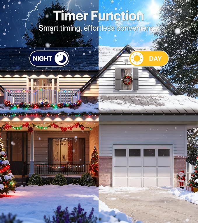 Permanent Outdoor Lights 150FT RGB+IC LED Lights with Smart APP &amp Remote Control 72 Scene Modes Waterproof IP65 for Holiday Christmas Yard Decorations(Extension Cord Not Included)