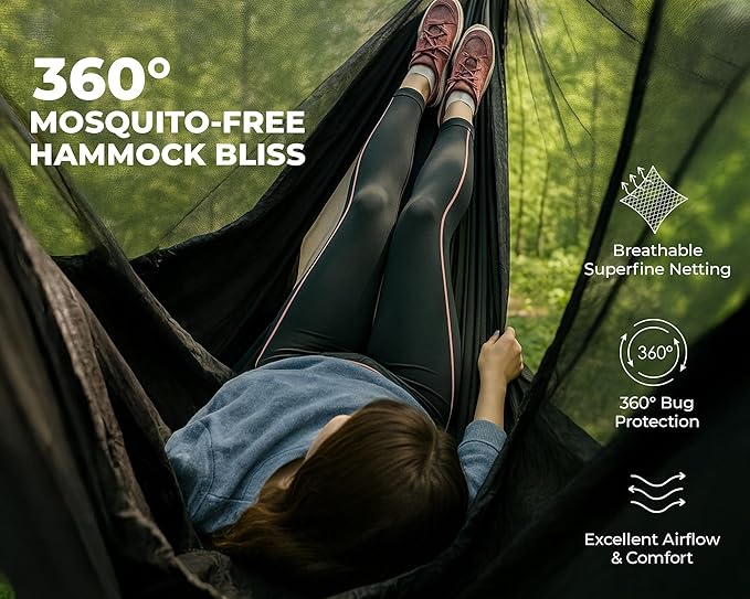 Foxelli XL Hammock Net – 12ft Net for Hammocks Lightweight Portable Hammock Netting Fast and Easy Set Up Fits All Camping Hammocks