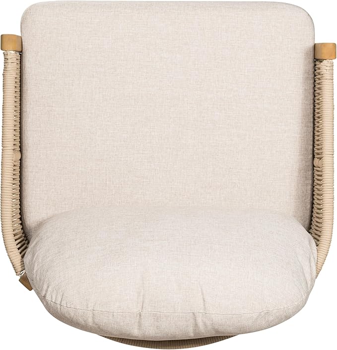 Outdoor Wood Club Chair Beige Rope with Beige Cushion