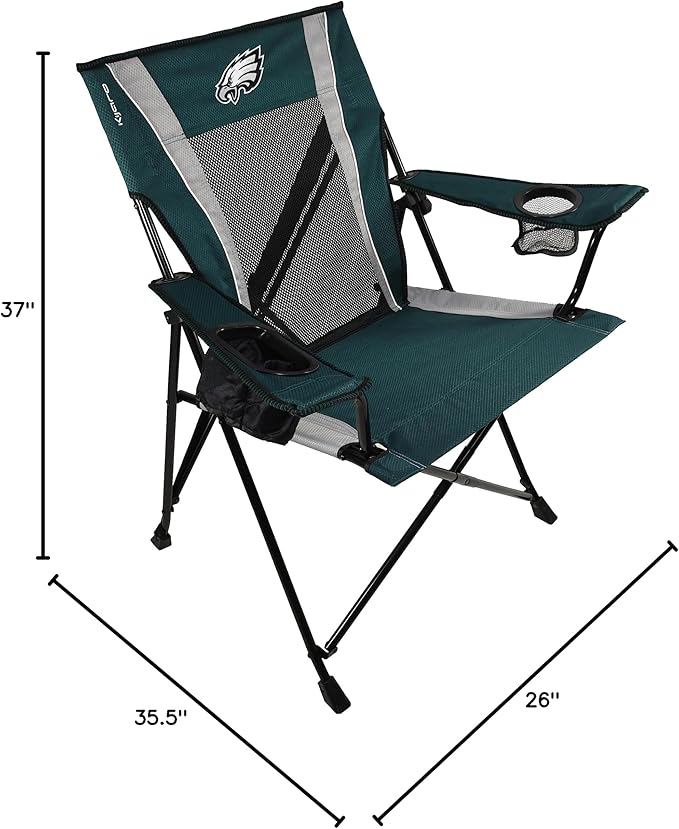 Kijaro Sports Fan Folding Chair 26 L x 35.5 W x 37 H Philadelphia Eagles