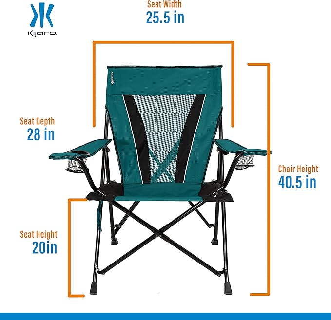 Kijaro XXL Dual Lock Portable Camping Chair - Supports Up to 400lbs - Enjoy The Outdoors in a Versatile Folding Sports &amp Outdoor Chair