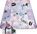 Outdoor Picnic BlanketPortable Sandproof Waterproof Picnic MatPink Purple Graffiti Printed Camping Beach Mat for Sand and Wet Grass Hiking (Pink Purple Graffiti S)