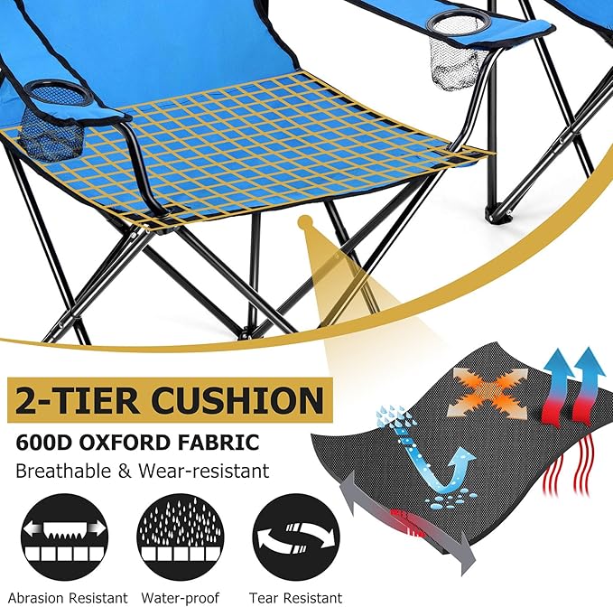 Joyfair Portable Camping Chair Outdoor Lawn Folding Chairs for Adults Heavy Duty Large Foldable Chairs for Beach Fishing Tailgating and More Outdoor Sport Carry Bag &amp Cup Holder
