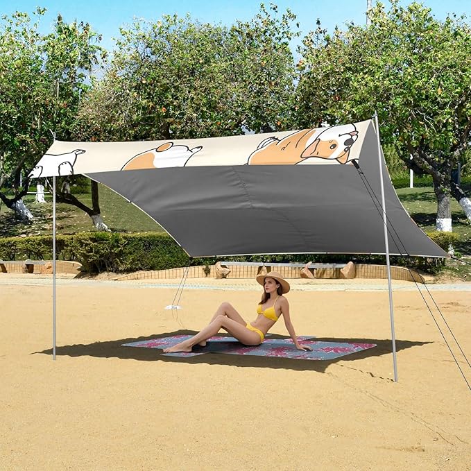 Posts Cute Dogs Background Camping Sun Shelter Beach Tent Portable Beach Sun Shade Outdoor Canopy for Camping Trips Fishing Picnic