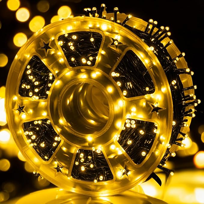 Dazzle Bright Outdoor Christmas String Lights 1000 LED 328 FT Plug in Fairy Light with Remote Control 8 Modes &amp Timer Waterproof Decoration for Home Garden Yard Xmas Wedding Warm White
