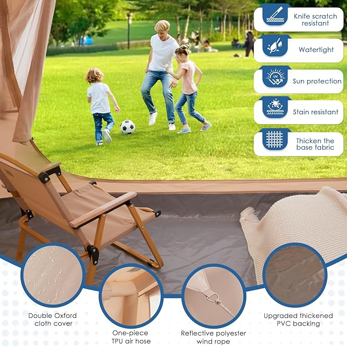 Inflatable Camping Tent with Electric Air Pump - 420D Heavy Duty Oxford - 5 Min Auto-Inflation - Panoramic Stargazing Skylight - 4 Season Luxury Glamping Cabin 4-10 Person Multiple Sizes