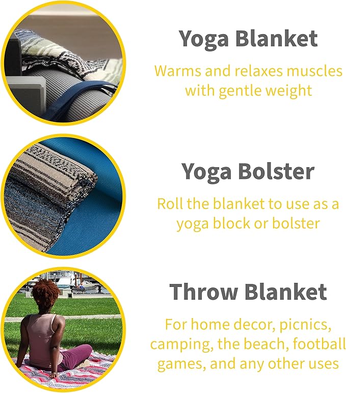 Cozumel Authentic Mexican Blankets (12-Pack) - 72x48 Woven in Mexico - Serape Throw Blanket for Yoga Studio Outdoor Picnic/Camping/Beach Saddle Blanket Bed/Home Decor (Assorted Brights)