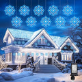 Brightown Christmas Snowflake Icicle Lights Outdoor - Plug-in 23.6ft 10 Drops 480LED Snowflake Window Lights for Indoor Outdoor Porch Eaves Rooftops Canopy Christmas Decoration Blue and White