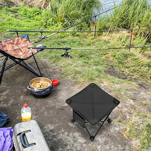 2 Pack Camping Stool 13 Inch Portable Folding Camp Stool with Side Pocket for Camping Fishing Hiking Gardening Outdoor Walking Foot Stools with Carry Bag Black