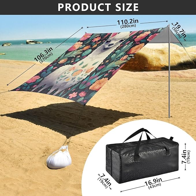Cute Alpaca FlowerCamping Sun Shelters 9.2 x 10.5 FT Beach Canopy Tent Sun Shade with Carrying Bag for Camping Trips Fishing Backyard Fun or Picnics 21340950