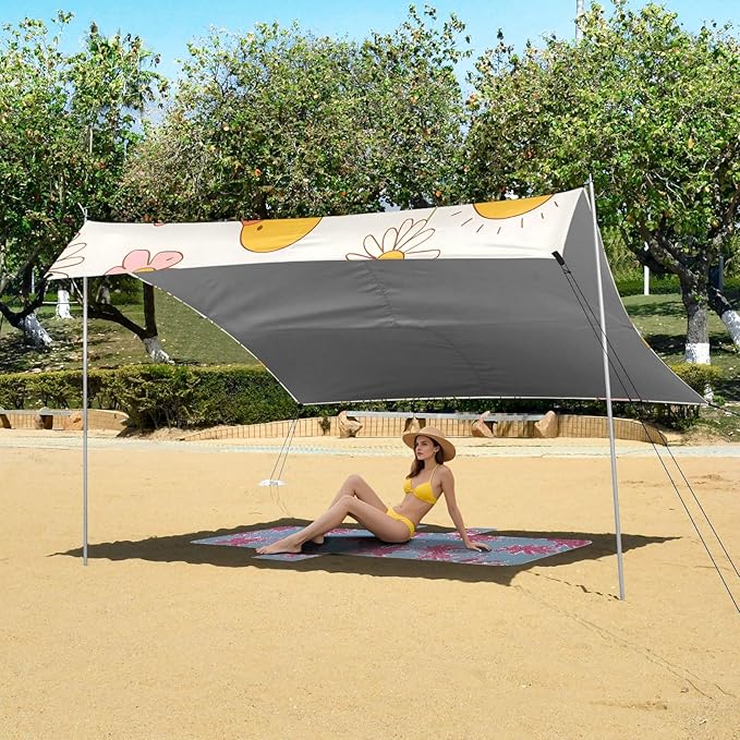 Little Yellow Duck Camping Sun Shelter Beach Tent Portable Beach Sun Shade Outdoor Canopy for Camping Trips Fishing Picnic