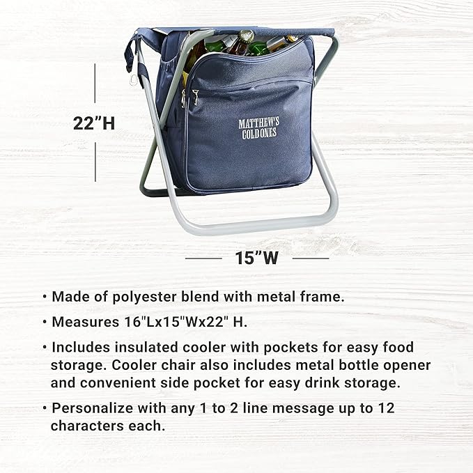 Let's Make Memories Personalized Backpack Cooler Travel Chair - for Dad Grandpa 16”Lx15”Wx22”H