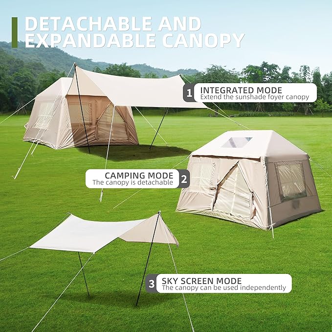 Inflatable Camping Tent with Detachable Top: 4 Season Windproof Outdoor Shelter - Stargazing Observatory Tent for Astronomy Enthusiasts &amp Night Sky Observation