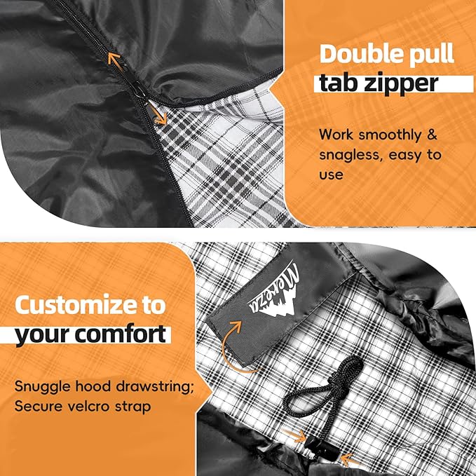 MEREZA Flannel Sleeping Bag for Adults XL Large Wide Sleeping Bags for Camping Mens Warm Cotton Sleeping Bag 4 Season Warm &amp Cool Weather