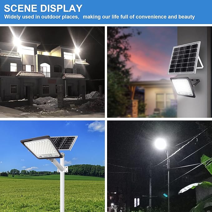 100W LED Solar Flood Lights 15000 MAH Street Flood Light Outdoor IP66 Waterproof with Remote Control Security Lighting for Parking Lot Yard Garden Swimming Pool Pathway (Modern 100W)