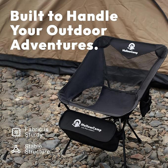 MellowCamp Camping Chair Ultralight Folding Backpacking Hiking Chair Compact Portable for Hiking Camping Backpacking Beach Roadtrip (Dark Night)
