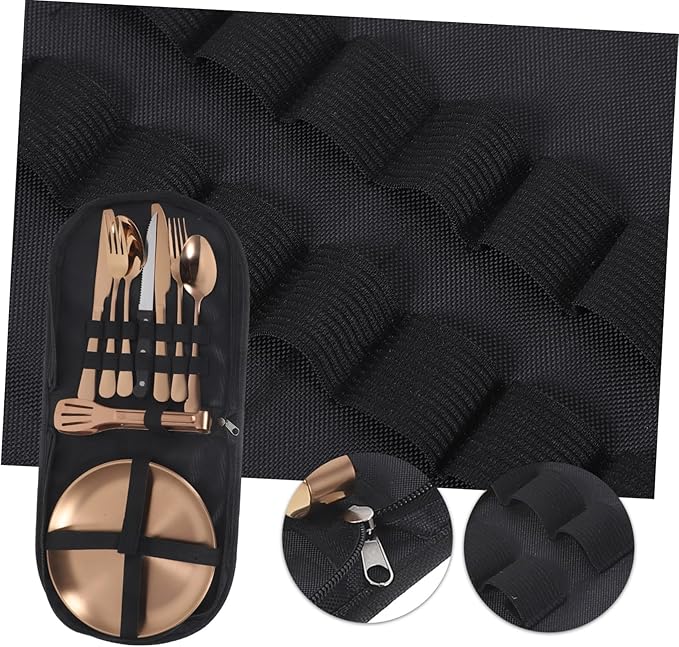 Ciieeo 1Set Outdoor Stainless Steel Tableware with Elegant Finish and Storage Bag for Camping Picnics and Adventures