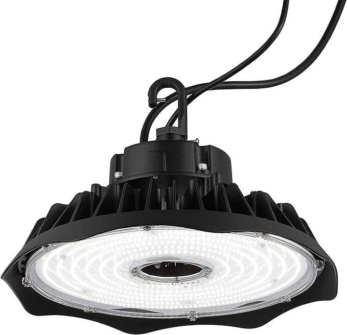 JONATHAN Y JYL9801A 12 in. 200-Watt Integrated LED High Bay Indoor/Outdoor UFO Light with 26000 Lumens 5000K Black
