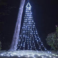 PUHONG Christmas Decoration Outdoor Christmas Tree Lights 320 LED 16.4Ft Outdoor Fairy Topper Lights[8 Modes &amp Waterproof] with 11 Lighted Xmas Tree for Halloween Xmas New Year Holiday(White)