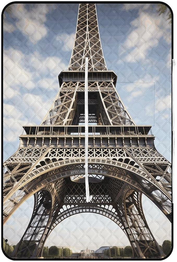 Zipper Eiffel Tower French Paris Monument Style Picnic Mat Suitable for Travel Camping Park Or Home Use