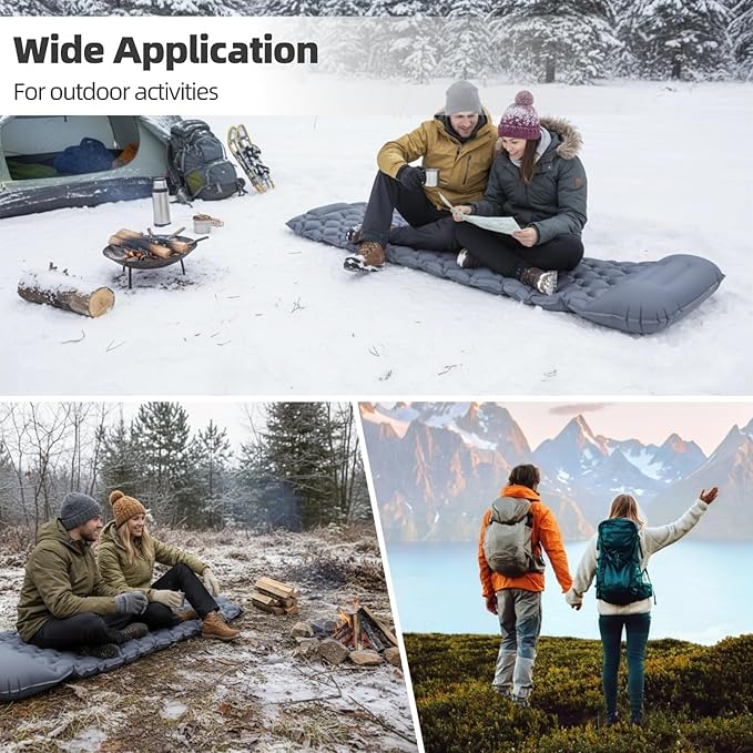 Inflatable Sleeping Pad with Pillow 40D Nylon TPU Ultralight Sleeping Mat with Foot Press for Camping Backpacking Hiking Inflated 74.8 x 22.8 x 2 in