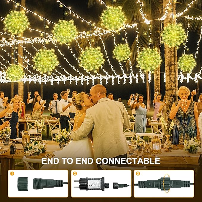 Christmas String Lights Outdoors4 Pack 7.98 Sphere Ball Tree Garden Globe Lights for Home Party Christmas Porch PatioWedding GardenTree Decoration with Memory Function Plug