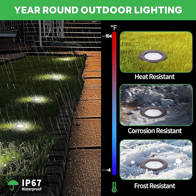Landscape Well Light Kit 8 Pack LED Low Voltage In Ground Lights and 100W Transformer and 100FT Cable and 30 Wire Connectors IP67 Waterproof 12V Outdoor Aluminum for Sidewalk Tree Path